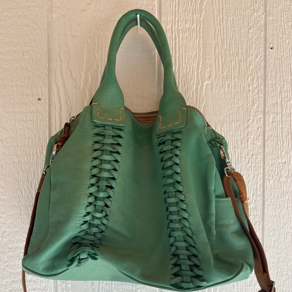 Green Leather Tote Bag Has Flaws!!
